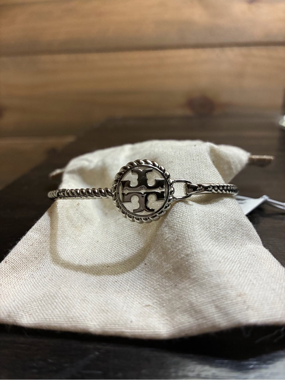 Tory Burch Silver Logo Bracelet